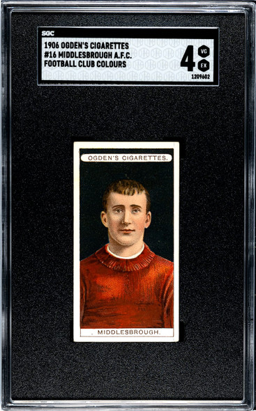1906 Ogden's Football (Soccer) Club Colours Middlesbrough AFC #16 Football Club Colours SGC 4 front of card