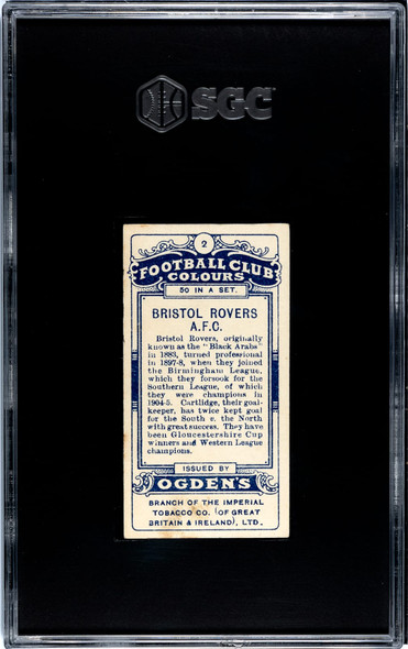 1906 Ogden's Football (Soccer) Club Colours Bristol Rovers AFC #2 Football Club Colours SGC 4 back of card