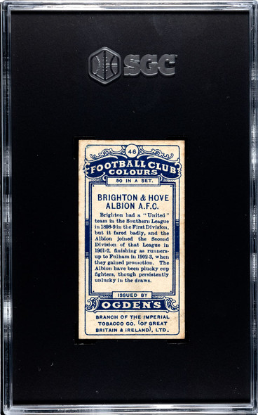 1906 Ogden's Football (Soccer) Club Colours Brighton & Hove Albion AFC #46 Football Club Colours SGC 4.5 back of card
