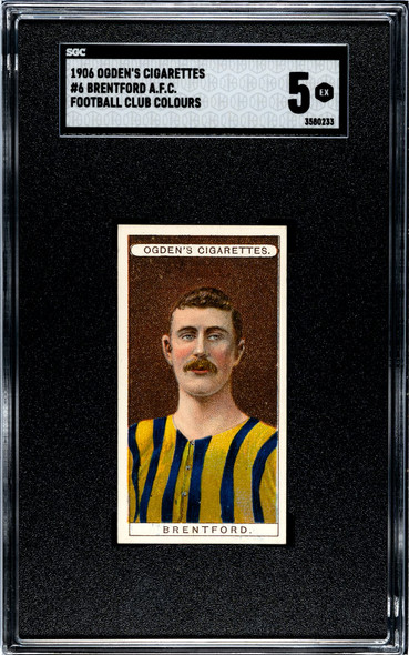 1906 Ogden's Football (Soccer) Club Colours Brentford AFC #6 Football Club Colours SGC 5 front of card