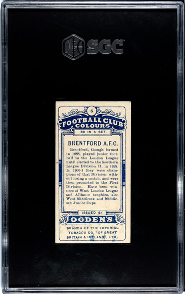 1906 Ogden's Football (Soccer) Club Colours Brentford AFC #6 Football Club Colours SGC 5 back of card