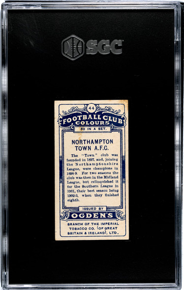 1906 Ogden's Football (Soccer) Club Colours Northampton Town AFC #44 Football Club Colours SGC 5 back of card