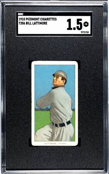 1910 T206 Bill Lattimore Piedmont 350 SGC 1.5 front of card