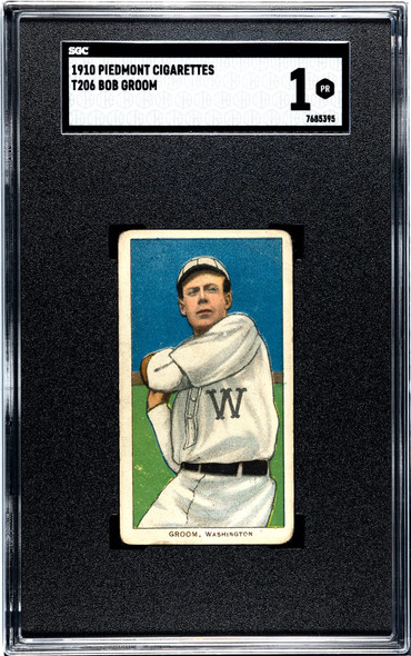 1910 T206 Bob Groom Piedmont 350 SGC 1 front of card