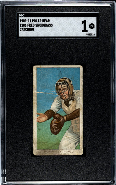 1909 T206 Fred Snodgrass Catching Polar Bear SGC 1 front of card