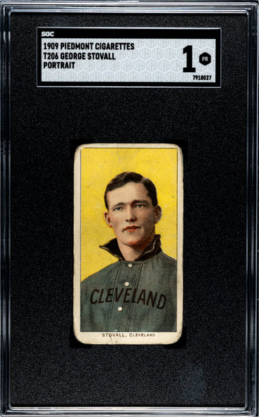 1909 T206 George Stovall Portrait Piedmont 150 SGC 1 front of card