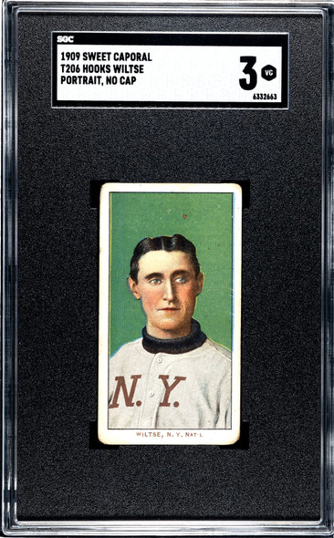 1909 T206 Hooks Wiltse Portrait No Cap Sweet Caporal 150 SGC 3 front of card