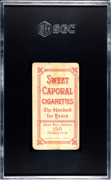 1909 T206 Hooks Wiltse Portrait No Cap Sweet Caporal 150 SGC 3 back of card