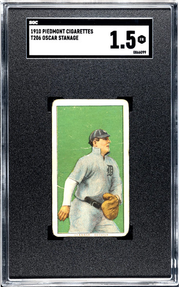 1910 T206 Oscar Stanage Piedmont 350 SGC 1.5 front of card