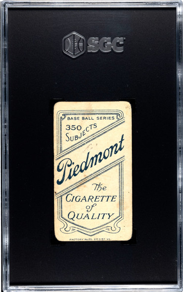 1910 T206 Oscar Stanage Piedmont 350 SGC 1.5 back of card