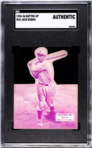 1934 Batter-Up Jack Burns #18 SGC A front of card