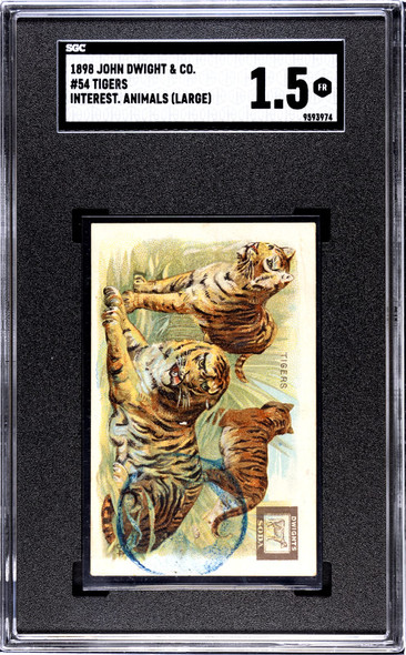 1898 John Dwight & Co. Tigers #54 Interesting Animals (Large) SGC 1.5 front of card