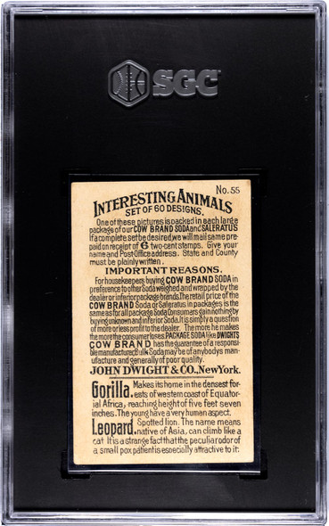 1898 John Dwight & Co. Gorilla and Leopard #55 Interesting Animals (Large) SGC 2 back of card
