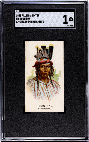 1888 N2 Allen & Ginter Noon Day Celebrated American Indian Chiefs SGC 1 front of card