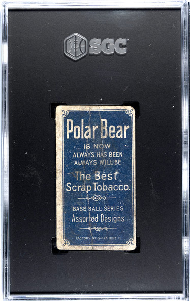 1909 T206 Arlie Latham Polar Bear SGC 1 back of card