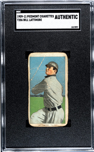 1909 T206 Bill Lattimore Piedmont 350-460 SGC A front of card