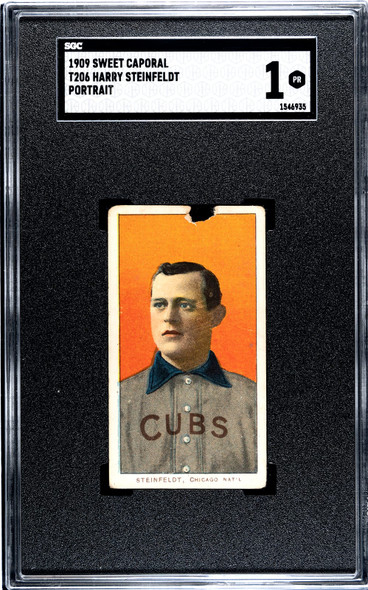 1909 T206 Harry Steinfeldt Portrait Sweet Caporal 150 SGC 1 front of card