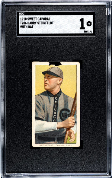 1910 T206 Harry Steinfeldt With Bat Sweet Caporal 350 SGC 1 front of card