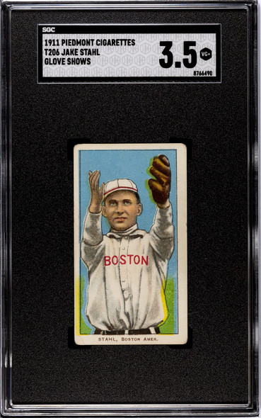 1911 T206 Jake Stahl Glove Shows Piedmont 350-460 SGC 3.5 front of card