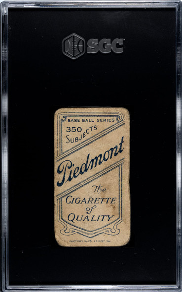 1910 T206 Tom Downey Fielding Piedmont 350 SGC 1 back of card