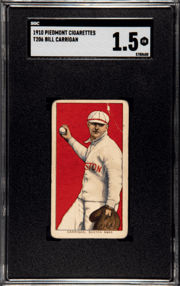 1910 T206 Bill Carrigan Piedmont 350 SGC 1.5 front of card