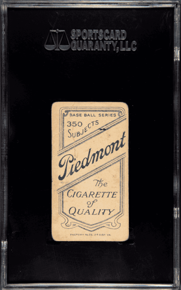1910 T206 Bill Carrigan Piedmont 350 SGC 1.5 back of card