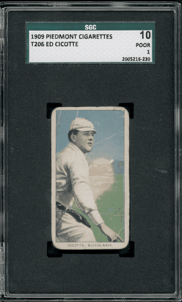 1909 T206 Ed Cicotte Piedmont 150 SGC 1 front of card