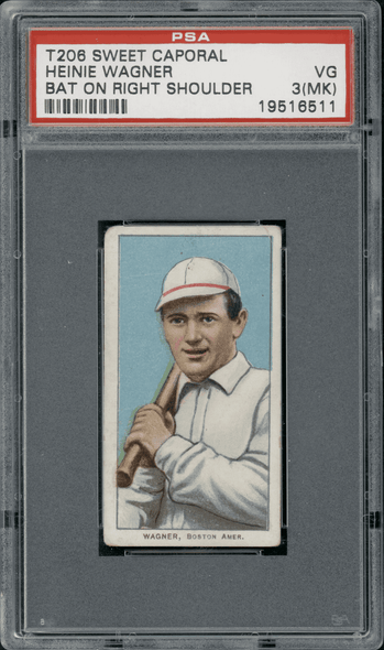 1911 T206 Heinie Wagner Bat On Right Shoulder Sweet Caporal 350-460 PSA 3(MK) front of card