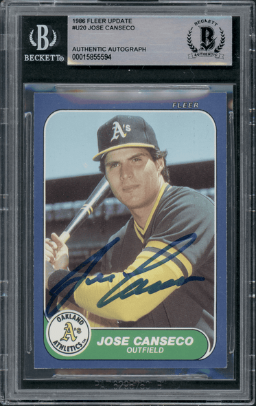 1986 Fleer Update Jose Canseco #U-20 BGS Authentic Auto front of card