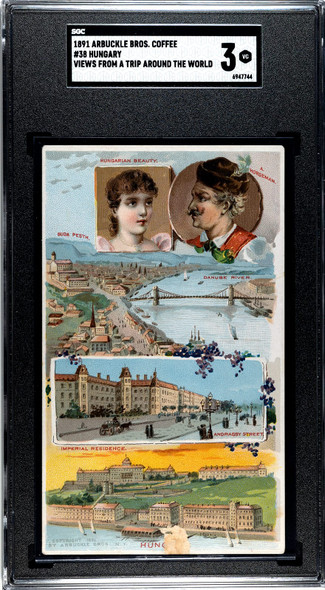 1891 Arbuckle Bros Coffee Hungary #38 Views from a Trip Around the World SGC 3 front of card