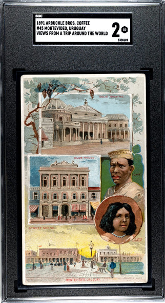 1891 Arbuckle Bros Coffee Montevideo, Uruguay #45 Views from a Trip Around the World SGC 2 front of card