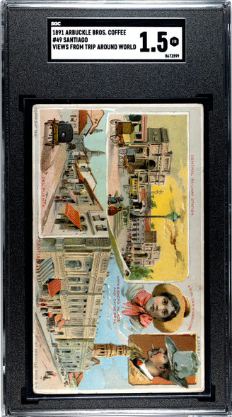 1891 Arbuckle Bros Coffee Santiago #49 Views from a Trip Around the World SGC 1.5 front of card