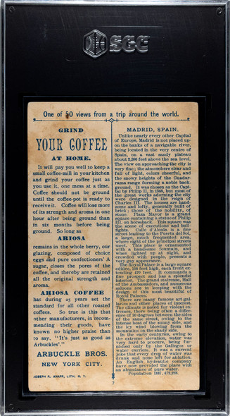 1891 Arbuckle Bros Coffee Madrid, Spain #7 Views from a Trip Around the World SGC 1 back of card