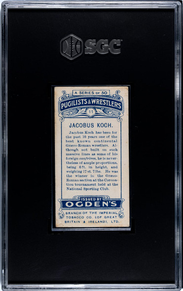 1908 Ogden's Cigarettes Jacobus Koch #11 Pugilists & Wrestlers SGC 3.5 back of card