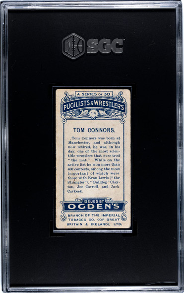 1908 Ogden's Cigarettes Tom Connors #14 Pugilists & Wrestlers SGC 2 back of card