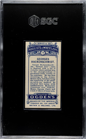 1908 Ogden's Cigarettes Georges Hackenschmidt #16 Pugilists & Wrestlers SGC 5 back of card