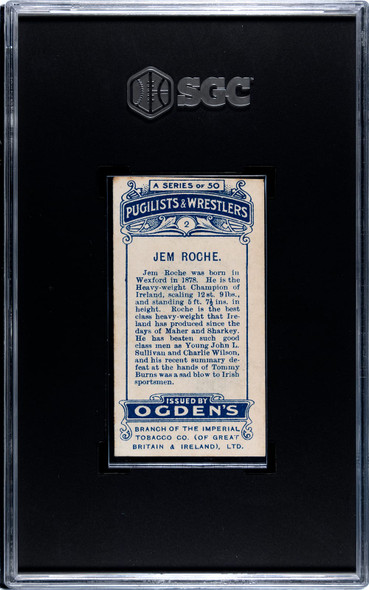 1908 Ogden's Cigarettes Jem Roche #2 Pugilists & Wrestlers SGC Authentic back of card
