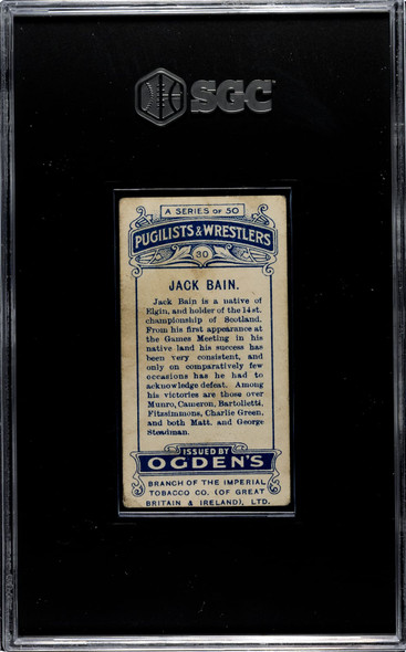 1908 Ogden's Cigarettes Jack Bain #30 Pugilists & Wrestlers SGC 4 back of card