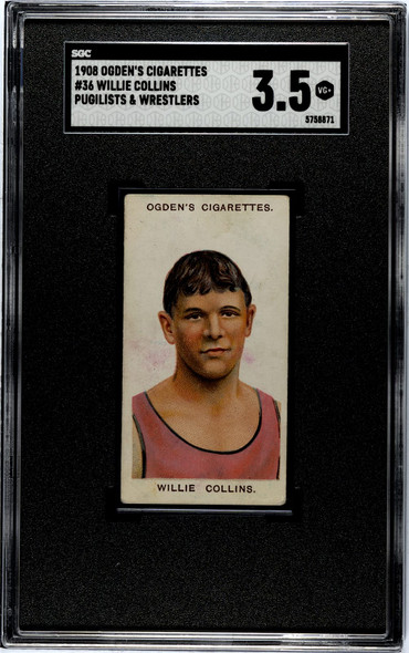 1908 Ogden's Cigarettes Willie Collins #36 Pugilists & Wrestlers SGC 3.5 front of card