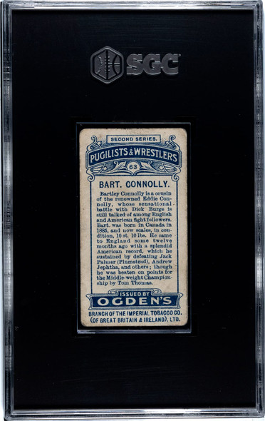 1909 Ogden's Cigarettes Bart Connolly #63 Pugilists & Wrestlers SGC 1 back of card
