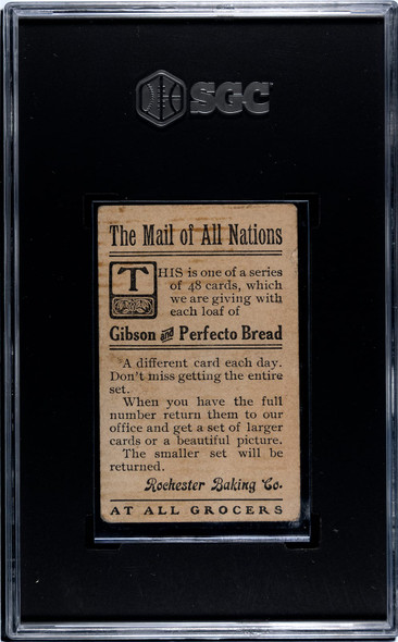 1911 Rochester Baking Co. Germany, Dresden The Mail of All Nations SGC 2 back of card