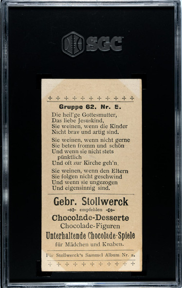 1898 Stollwerck Chocolate Rafael's La Madonna #5 Album 2 Gruppe 62 SGC 3 back of card