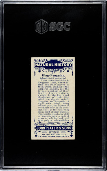 1924 John Player & Sons King-Penguins #37 Natural History SGC 5 back of card