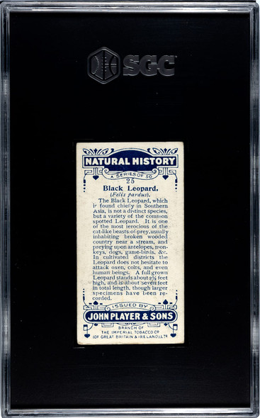 1924 John Player & Sons Black Leopard #25 Natural History SGC 3 back of card