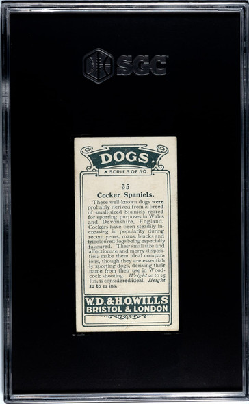 1920 W.D. & H.O. Wills Cocker Spaniels #35 Dogs SGC 5 back of card