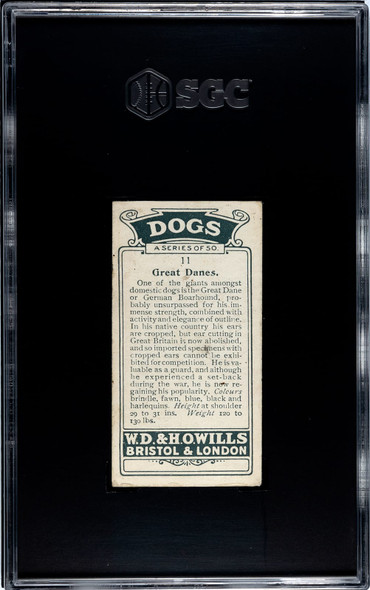 1920 W.D. & H.O. Wills Great Danes #11 Dogs SGC 3.5 back of card