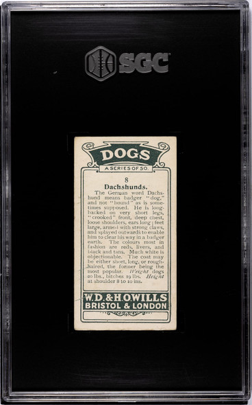 1920 W.D. & H.O. Wills Dachshunds #8 Dogs SGC 3 back of card