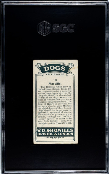 1920 W.D. & H.O. Wills Mastiffs #18 Dogs SGC 3 back of card