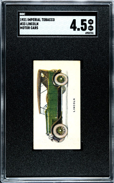 1921 Imperial Tobacco Co. Lincoln #33 Motor Cars SGC 4.5 front of card