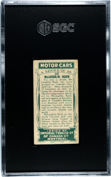 1921 Imperial Tobacco Co. McLaughlin-Buick #35 Motor Cars SGC 3 back of card